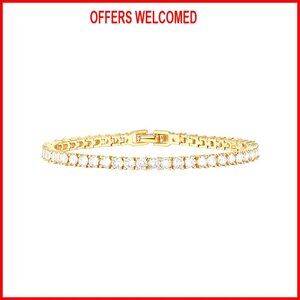 Gold Plated Tennis Bracelet 7 Inch Cubic Zirconia Hypoallergenic
